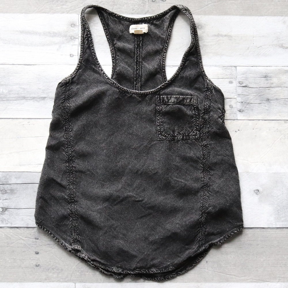 SILENCE + NOISE CHARCOAL CUT OUT RACER BACK TANK